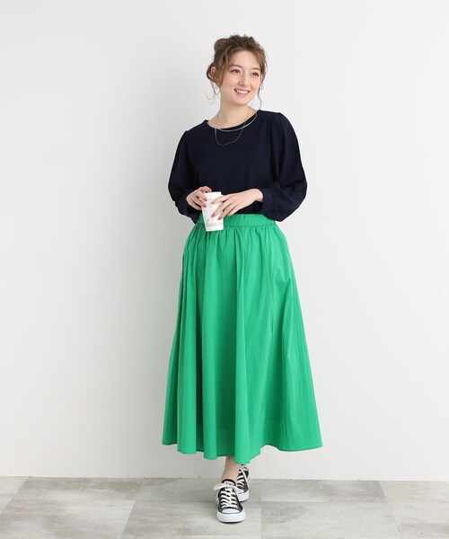 DRESKIP（ドレスキップ）の「◆キレイ見え 異素材切り替えトップス（Tシャツ/カットソー・レディース・ネイビー/オフホワイト/ピンク系・02/03）」の21枚目の写真