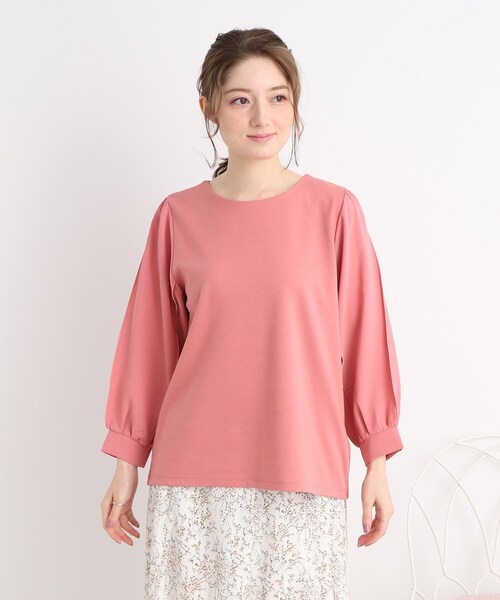 DRESKIP（ドレスキップ）の「◆キレイ見え 異素材切り替えトップス（Tシャツ/カットソー・レディース・ネイビー/オフホワイト/ピンク系・02/03）」の7枚目の写真