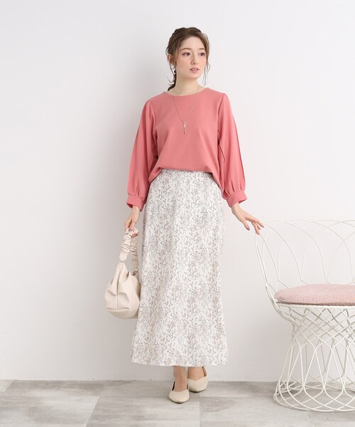 DRESKIP（ドレスキップ）の「◆キレイ見え 異素材切り替えトップス（Tシャツ/カットソー・レディース・ネイビー/オフホワイト/ピンク系・02/03）」の19枚目の写真