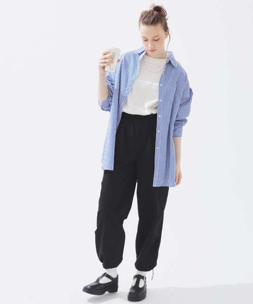 EDIT Gris(エディットグリ)の「【ワイドと裾絞りの2way仕様】ドロストカーゴパンツ(カーゴパンツ・レディース・ブラック/カーキ・FREE)」の4枚目の写真