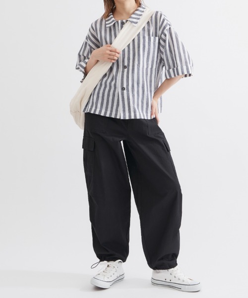 EDIT Gris(エディットグリ)の「【ワイドと裾絞りの2way仕様】ドロストカーゴパンツ(カーゴパンツ・レディース・ブラック/カーキ・FREE)」の12枚目の写真