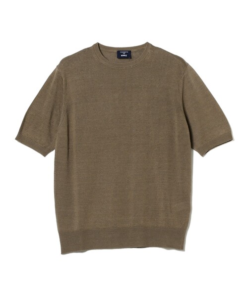 MORGANO（モルガーノ）の「MORGANO × BEAMS F / 別注 リネンコットン クルーネック ニット（Tシャツ/カットソー・メンズ・ブラウン系その他4/ネイビー/ブラック/ミント・46/48）」の3枚目の写真
