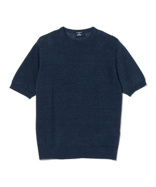 MORGANO（モルガーノ）の「MORGANO × BEAMS F / 別注 リネンコットン クルーネック ニット（Tシャツ/カットソー・メンズ・ブラウン系その他4/ネイビー/ブラック/ミント・46/48）」の14枚目の写真