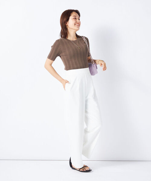 NOLLEY’S Sophi(ノーリーズソフィ)の「《手洗い可能》《アンサンブル対応》綿アセランダムリブショートスリーブプルオーバーニット(ニット/セーター・レディース・ピンク/ホワイト/カーキブラウン/ブラック・36/38)」の14枚目の写真