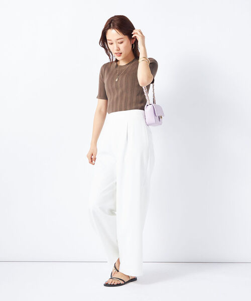NOLLEY’S Sophi(ノーリーズソフィ)の「《手洗い可能》《アンサンブル対応》綿アセランダムリブショートスリーブプルオーバーニット(ニット/セーター・レディース・ピンク/ホワイト/カーキブラウン/ブラック・36/38)」の15枚目の写真