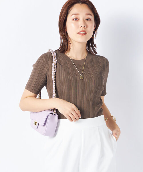 NOLLEY’S Sophi(ノーリーズソフィ)の「《手洗い可能》《アンサンブル対応》綿アセランダムリブショートスリーブプルオーバーニット(ニット/セーター・レディース・ピンク/ホワイト/カーキブラウン/ブラック・36/38)」の17枚目の写真