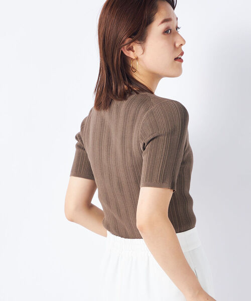 NOLLEY’S Sophi(ノーリーズソフィ)の「《手洗い可能》《アンサンブル対応》綿アセランダムリブショートスリーブプルオーバーニット(ニット/セーター・レディース・ピンク/ホワイト/カーキブラウン/ブラック・36/38)」の19枚目の写真