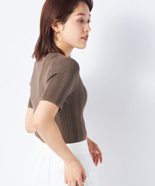 NOLLEY’S Sophi(ノーリーズソフィ)の「《手洗い可能》《アンサンブル対応》綿アセランダムリブショートスリーブプルオーバーニット(ニット/セーター・レディース・ピンク/ホワイト/カーキブラウン/ブラック・36/38)」の20枚目の写真