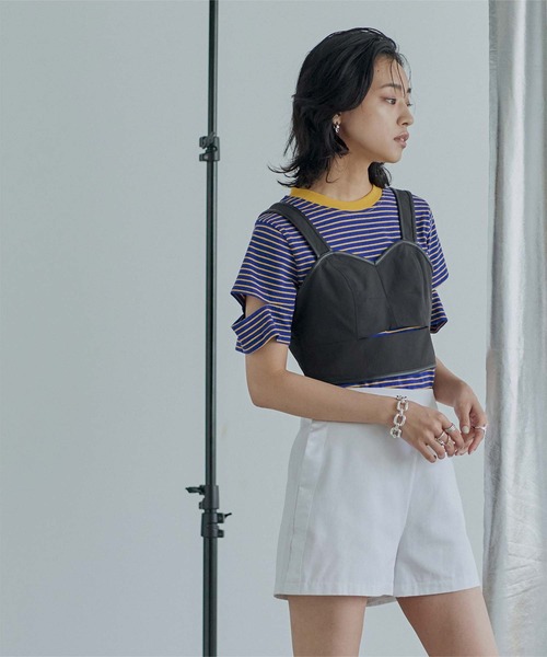 miette（ミエット）の「スリットスリーブボーダーTシャツ（Tシャツ/カットソー・レディース・ブルー/ピンク/ブラック/オフホワイト・FREE）」の19枚目の写真