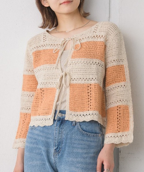 RETRO GIRL(レトロガール)の「2WAYクロシェカーディガン(ニット/セーター・レディース・ブルー系その他/グリーン/ナチュラル/オレンジ系その他・FREE)」の4枚目の写真