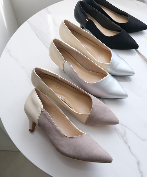 AmiAmi(アミアミ)の「ポインテッドトゥ バイカラーパンプス(パンプス・レディース・ブラウン/ネイビー/グレイッシュベージュ/ブラック/シルバー/ブラック系その他/ベージュ系その他/ホワイト系その他・L/LL/M/S/SS)」の6枚目の写真