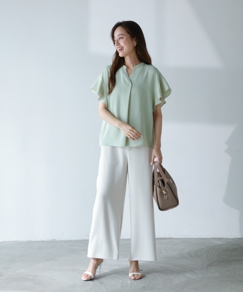 M.deux（エムドゥ）の「〔フロントタックブラウス〕（シャツ/ブラウス・レディース・ライトグリーン/イエロー/オフホワイト・MEDIUM）」の9枚目の写真