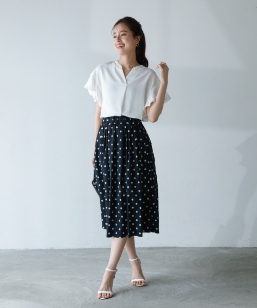 M.deux（エムドゥ）の「〔フロントタックブラウス〕（シャツ/ブラウス・レディース・ライトグリーン/イエロー/オフホワイト・MEDIUM）」の7枚目の写真