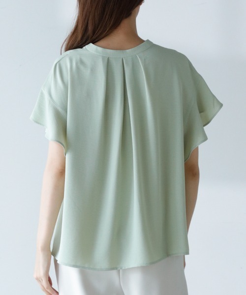 M.deux（エムドゥ）の「〔フロントタックブラウス〕（シャツ/ブラウス・レディース・ライトグリーン/イエロー/オフホワイト・MEDIUM）」の4枚目の写真