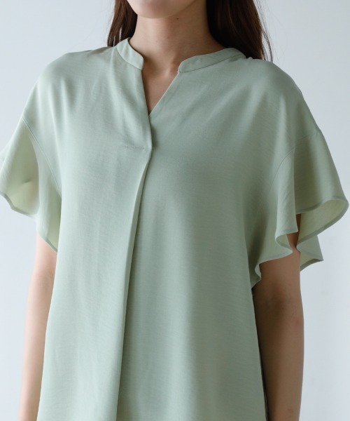 M.deux（エムドゥ）の「〔フロントタックブラウス〕（シャツ/ブラウス・レディース・ライトグリーン/イエロー/オフホワイト・MEDIUM）」の8枚目の写真