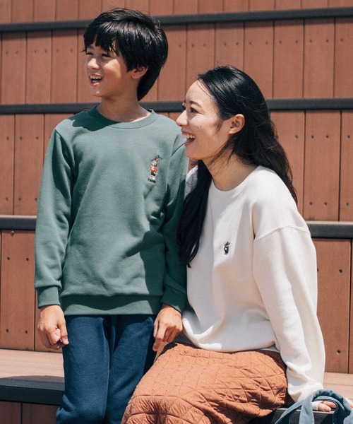 KRIFF MAYER Kid's Collection（クリフメイヤーキッズコレクション）の「《WEB限定》裏毛キャンプラビットクルー（スウェット・キッズ・グリーン/ネイビー/グレー/ブラウン/ワインレッド・120/140/160/130/150/170）」の3枚目の写真