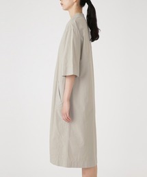 MHL. ドライコットンポプリン ワンピース ワッシャー ブルー系 サイズ2 Indian Factory】コットンポプリン タックディテール シャツ