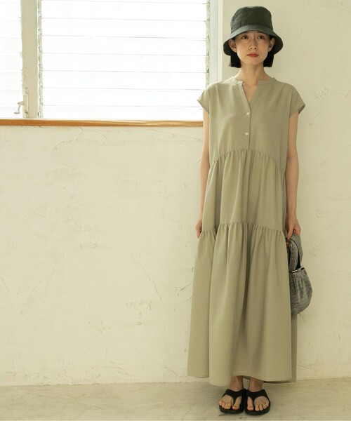 coen（コーエン）の「【WEB限定】シアサッカーティアードワンピース（ワンピース・レディース・ダークグレー/ライトブルー/ベージュ・M/L）」の11枚目の写真