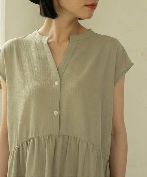 coen（コーエン）の「【WEB限定】シアサッカーティアードワンピース（ワンピース・レディース・ダークグレー/ライトブルー/ベージュ・M/L）」の14枚目の写真