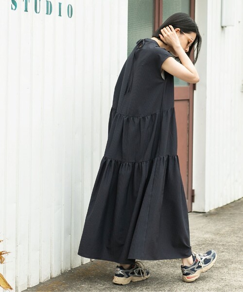 coen（コーエン）の「【WEB限定】シアサッカーティアードワンピース（ワンピース・レディース・ダークグレー/ライトブルー/ベージュ・M/L）」の22枚目の写真