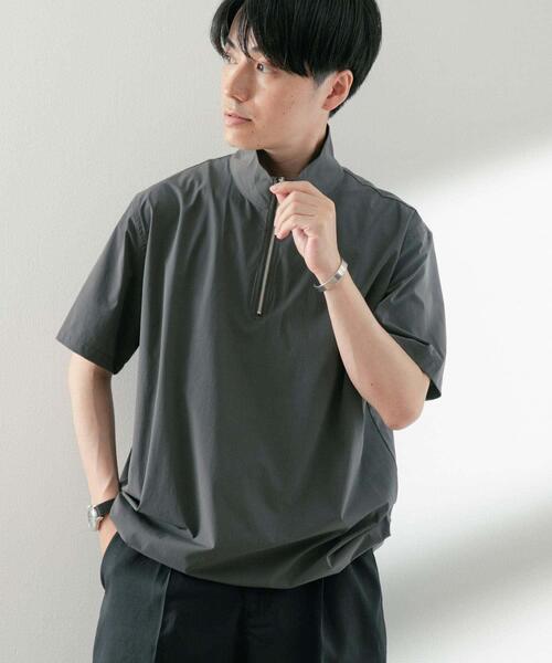 ITEMS URBANRESEARCH(アイテムズ アーバンリサーチ)の「シルキーナイロンハーフZIP多機能トップス(Tシャツ/カットソー・メンズ・ネイビー/チャコールグレー/ブラック・MEDIUM/LARGE)」の4枚目の写真