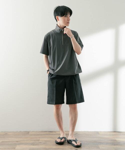 ITEMS URBANRESEARCH(アイテムズ アーバンリサーチ)の「シルキーナイロンハーフZIP多機能トップス(Tシャツ/カットソー・メンズ・ネイビー/チャコールグレー/ブラック・MEDIUM/LARGE)」の9枚目の写真