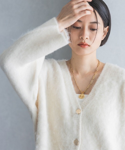 A part by(アパートバイ)の「【WEB限定】≪追加2≫シャギーロングVネックカーディガン(カーディガン/ボレロ・レディース・ライトブルー/グレー/アイボリー/ライトイエロー/ライトピンク/ベージュ/ライトグリーン・FREE)」の10枚目の写真