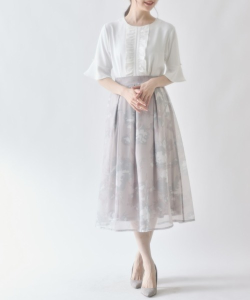 tocco closet（トッコ　クローゼット）の「パール付きフレアスリーブフロントフリルブラウス（シャツ/ブラウス・レディース・ネイビー/オフホワイト・M）」の18枚目の写真