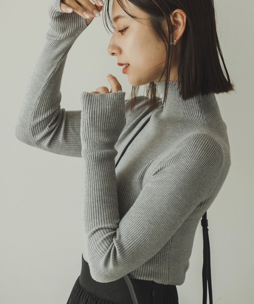 rectangle（レクタングル）の「リブタートルニット（ニット/セーター・レディース・ネイビー/オフホワイト/ブラック/杢グレー・FREE）」の3枚目の写真