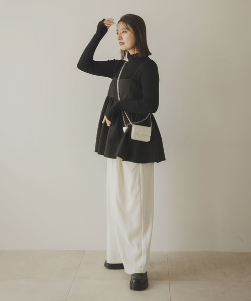 rectangle（レクタングル）の「リブタートルニット（ニット/セーター・レディース・ネイビー/オフホワイト/ブラック/杢グレー・FREE）」の14枚目の写真