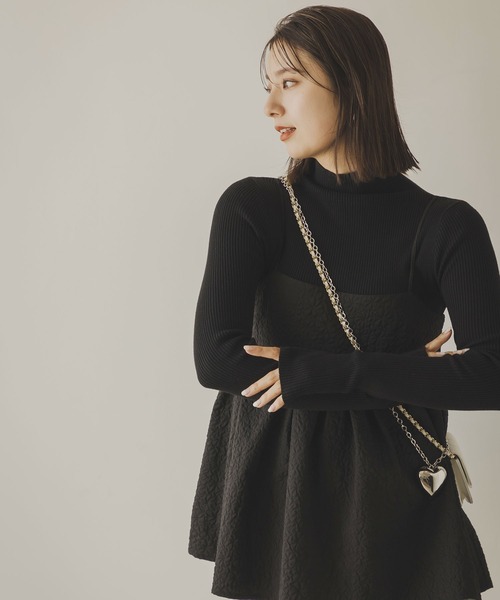 rectangle（レクタングル）の「リブタートルニット（ニット/セーター・レディース・ネイビー/オフホワイト/ブラック/杢グレー・FREE）」の15枚目の写真