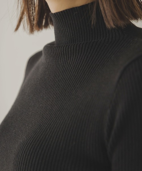 rectangle（レクタングル）の「リブタートルニット（ニット/セーター・レディース・ネイビー/オフホワイト/ブラック/杢グレー・FREE）」の6枚目の写真