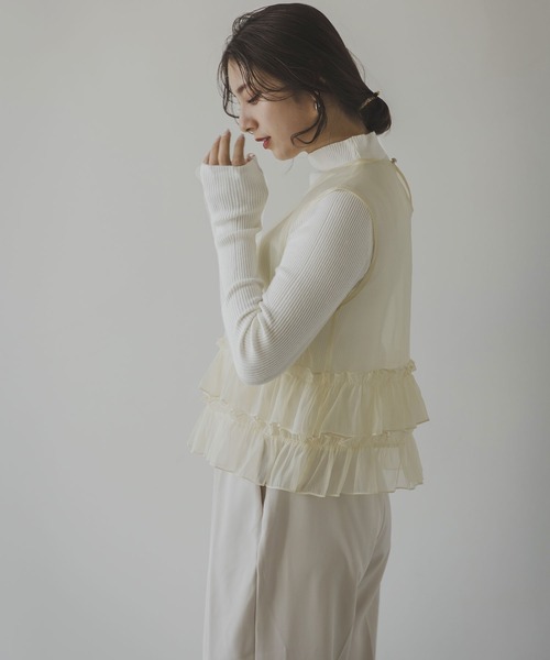 rectangle（レクタングル）の「リブタートルニット（ニット/セーター・レディース・ネイビー/オフホワイト/ブラック/杢グレー・FREE）」の9枚目の写真