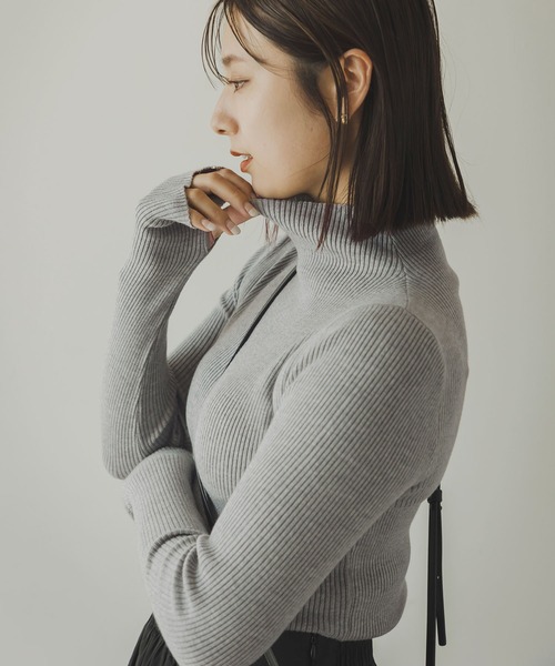 rectangle（レクタングル）の「リブタートルニット（ニット/セーター・レディース・ネイビー/オフホワイト/ブラック/杢グレー・FREE）」の18枚目の写真