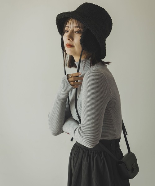 rectangle（レクタングル）の「リブタートルニット（ニット/セーター・レディース・ネイビー/オフホワイト/ブラック/杢グレー・FREE）」の21枚目の写真