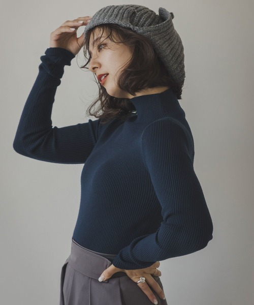 rectangle（レクタングル）の「リブタートルニット（ニット/セーター・レディース・ネイビー/オフホワイト/ブラック/杢グレー・FREE）」の22枚目の写真