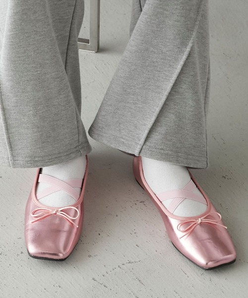 forksy.(フォルクシー)の「【forksy.】スクエアリボンバレエシューズ(バレエシューズ・レディース・ブラック/シルバー/オフホワイト/ピンク/ゴールド・M/S/LL/L)」の17枚目の写真