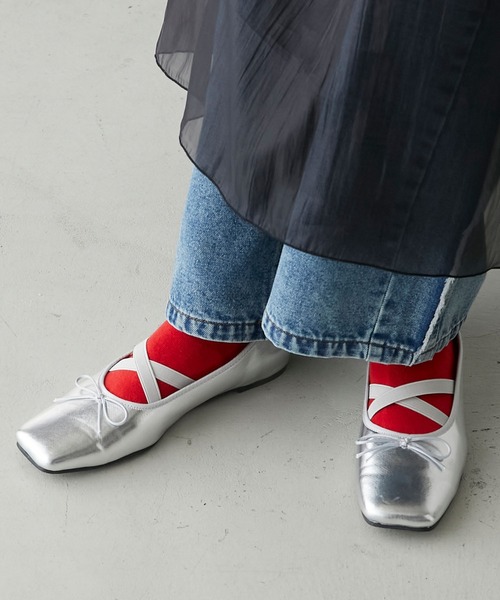 forksy.(フォルクシー)の「【forksy.】スクエアリボンバレエシューズ(バレエシューズ・レディース・ブラック/シルバー/オフホワイト/ピンク/ゴールド・M/S/LL/L)」の21枚目の写真