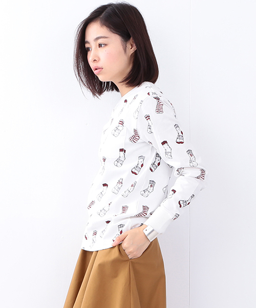 BEAMS BOY（ビームスボーイ）の「BEAMS BOY / SOX プリント クルー ロングスリーブ（Tシャツ/カットソー・レディース・ホワイト/グレー・ONE SIZE）」の13枚目の写真