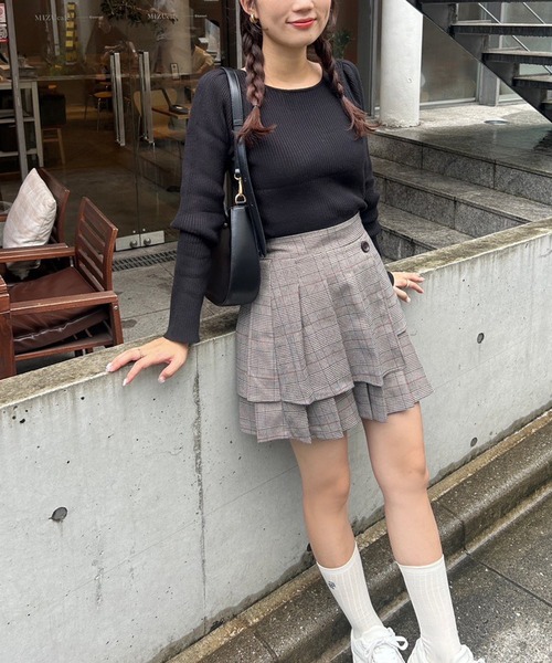 one after another NICE CLAUP(ワンアフターアナザーナイスクラップ)の「ボックスプリーツスカパン(スカート・レディース・ベージュ/モカ/チェック・FREE)」の19枚目の写真