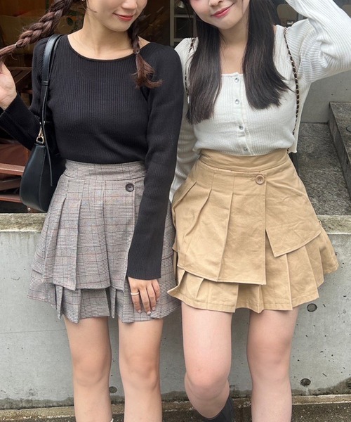 one after another NICE CLAUP(ワンアフターアナザーナイスクラップ)の「ボックスプリーツスカパン(スカート・レディース・ベージュ/モカ/チェック・FREE)」の22枚目の写真
