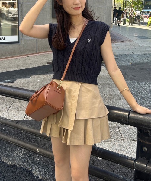 one after another NICE CLAUP(ワンアフターアナザーナイスクラップ)の「ボックスプリーツスカパン(スカート・レディース・ベージュ/モカ/チェック・FREE)」の12枚目の写真