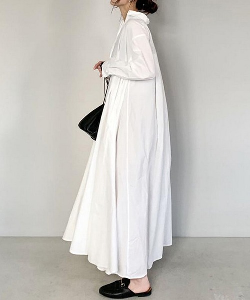 aimoha（アイモハ）の「コットンブレンド　シャツワンピース（ワンピース・レディース・ブラック/ホワイト/キャメル・MEDIUM/LARGE/X-LARGE）」の5枚目の写真