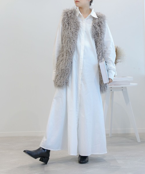 aimoha（アイモハ）の「コットンブレンド　シャツワンピース（ワンピース・レディース・ブラック/ホワイト/キャメル・MEDIUM/LARGE/X-LARGE）」の10枚目の写真