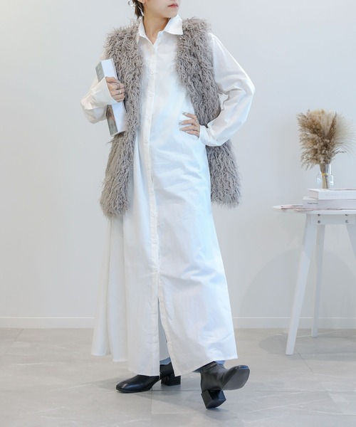 aimoha（アイモハ）の「コットンブレンド　シャツワンピース（ワンピース・レディース・ブラック/ホワイト/キャメル・MEDIUM/LARGE/X-LARGE）」の11枚目の写真