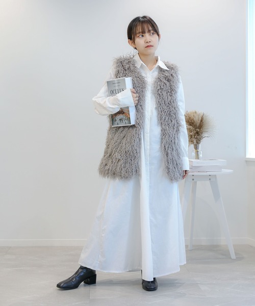 aimoha（アイモハ）の「コットンブレンド　シャツワンピース（ワンピース・レディース・ブラック/ホワイト/キャメル・MEDIUM/LARGE/X-LARGE）」の21枚目の写真
