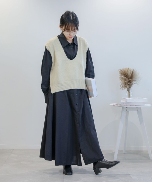 aimoha（アイモハ）の「コットンブレンド　シャツワンピース（ワンピース・レディース・ブラック/ホワイト/キャメル・MEDIUM/LARGE/X-LARGE）」の22枚目の写真