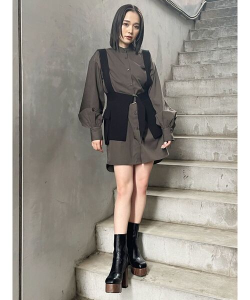 MURUA（ムルーア）の「ウエスタンステッチミドルブーツ（ブーツ・レディース・カーキ/ブラック・22.5/24.5/23.5）」の22枚目の写真