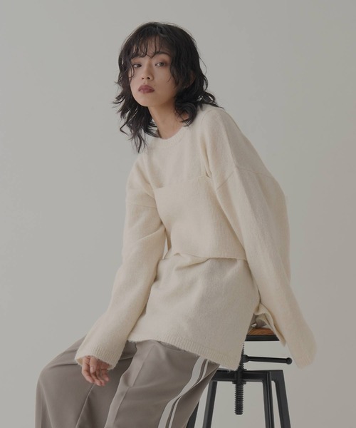 hellam（へラム）の「杢起毛糸　ビスチェセットプルオーバー（ニット/セーター・レディース・ダークグレー/アイボリー/ブラック/グレー・FREE）」の21枚目の写真