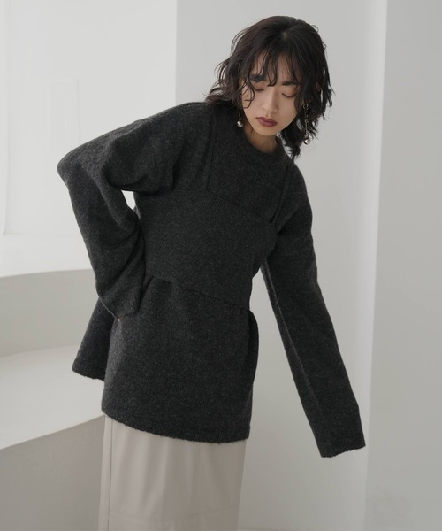 hellam（へラム）の「杢起毛糸　ビスチェセットプルオーバー（ニット/セーター・レディース・ダークグレー/アイボリー/ブラック/グレー・FREE）」の13枚目の写真